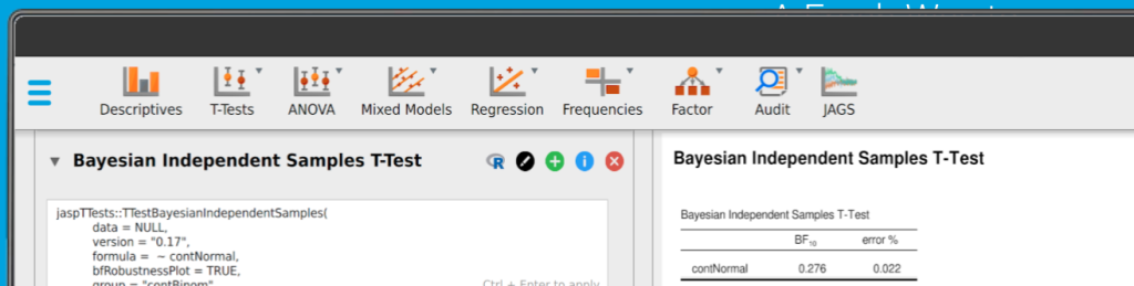 Bannière JASP, logiciel de statistiques gratuit