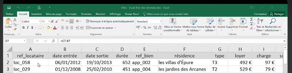 Bannière Excel pour les calculs statistiques